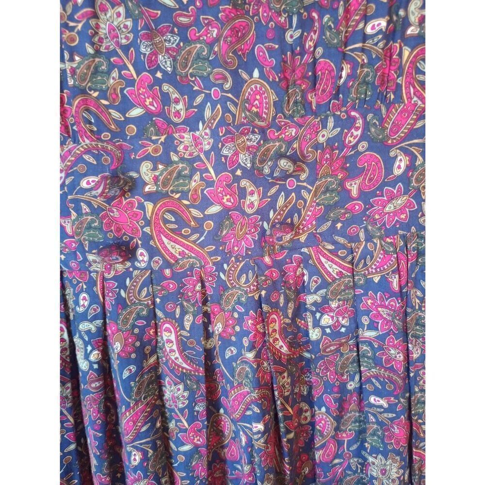 Vintage' 80s Karin Stevens petites Paisley long dress, granny core, cottage core